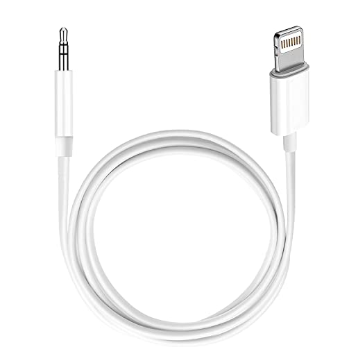 (Apple MFi Certified) iPhone AUX Cord,Lightning to 1/8 Inch Audio Cable,3.3ft, Headphone Jack Adapter Male Aux Stereo Audio Cable Compatible for iPhone 14/13/12/11/XR/X/8/7 (White) - color: White, style: Lightning to 3.5 mm