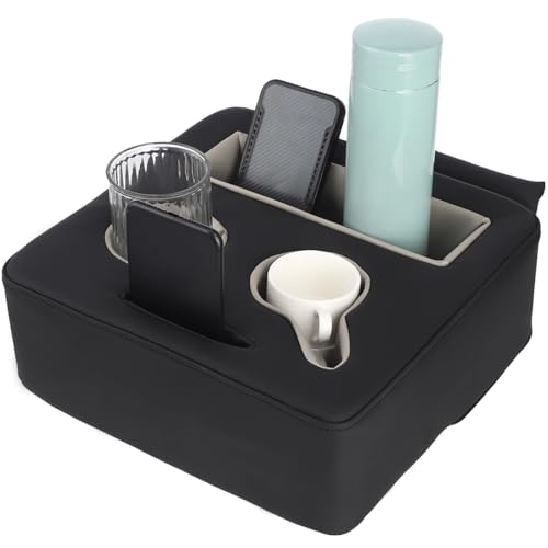 Back Seat Cup Holder for Car, Universal Truck Bed Organizer, Automotive Bottle Holder Tray, Boat Couch Expander Tray for Snacks, Phone, Remote