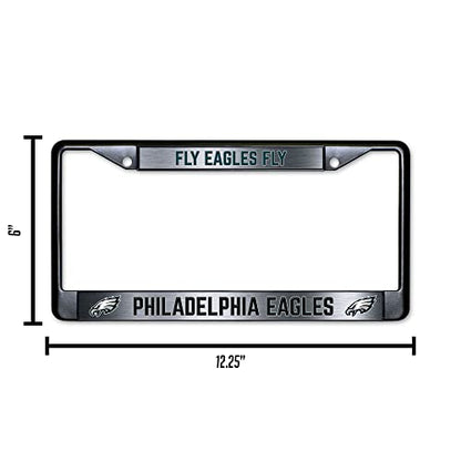 NFL Philadelphia Eagles Fly Eagles Fly Black Chrome License Plate Frame - 2-Screw Mount - color: Eagles