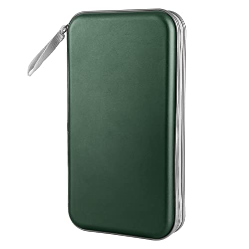 CD Case, Siveit DVD Case Holder 96 Capacity Hard Plastic CD DVD Disc Cases Storage Binder Wallet for Car Home Office Travel (Dark Green) - color: Dark Green