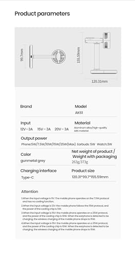 Qi2.2 Certified 25W Semiconductor Cooler Wireless Charger, 3 in 1 Charging Station with ice Block Silent Cooling Fan, Compatible with iPhone 17/16/15/14/13/12, Apple Watch, AirPods (Gray) - color: gray