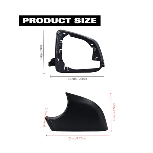Fits For Tesla Model Y Left driver Side Wing Mirror Cover and Mirror Frame Set Rearview Lower Holder Tray Cap Housing 2021-2024(left side black) - size: Model Y Left Side Black