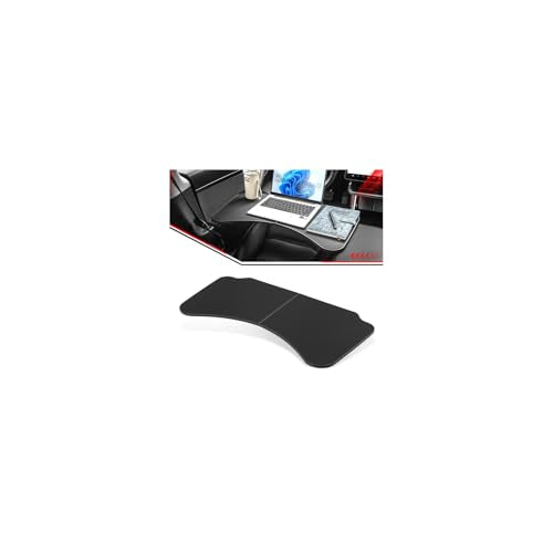 Car Folding Tray Table Leather Compatible with Tesla Model 3 Y – Multi-Use Dining Tray & Laptop Stand, Fits Front Driver & Passenger Seats,Black - color: Black