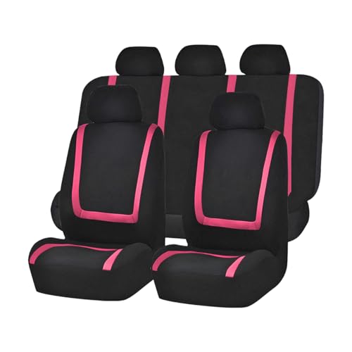 Zpana Car Seat Covers, Full Set Split Non-Slip Vehicle Front & Rear Seat Protector, Durable Comfortable Automotive Interior Chair Protective Cover, Universal for SUV Automobile Truck (Black/Pink) - color: Black/Pink, size: Full Set