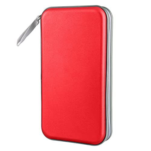 CD Case, Siveit DVD Case Holder 96 Capacity Hard Plastic CD DVD Disc Cases Storage Binder Wallet for Car Home Office Travel (Red) - color: Red
