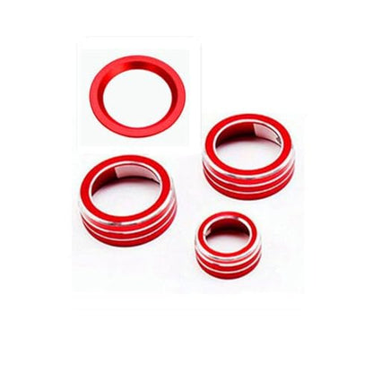 4pcs Aluminum Interior Console Trim Compatible with Honda CRV CR-V 2017 2018 2019 2020 2021 AC Air Conditioning Knob Start Stop Button Navigation Volume Knob Cover Trim (4Pcs Red) - color: Red