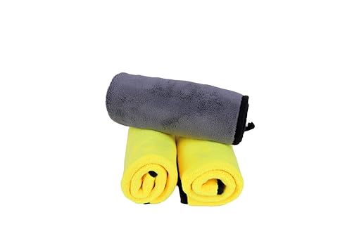 Microfiber Towels for Cars (Pack of 3) - Wash Rags with High GSM, Highly Absorbent, Soft & Lint-Free - Cleaning Rags Cloths for Car Wash Detailing Drying & Home Cleaning Supplies