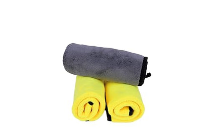 Microfiber Towels for Cars (Pack of 3) - Wash Rags with High GSM, Highly Absorbent, Soft & Lint-Free - Cleaning Rags Cloths for Car Wash Detailing Drying & Home Cleaning Supplies