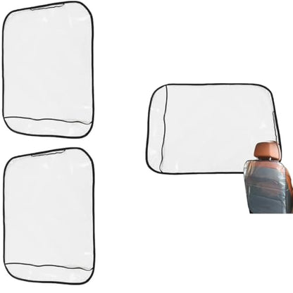 3 Pack Seat Back Protector Clear Plastic Back Seat Cover Waterproof Kick Mats for Kids Feet Stepping on Car Front Seat Back Backrest Protect from Dirt Mud and Scratches
