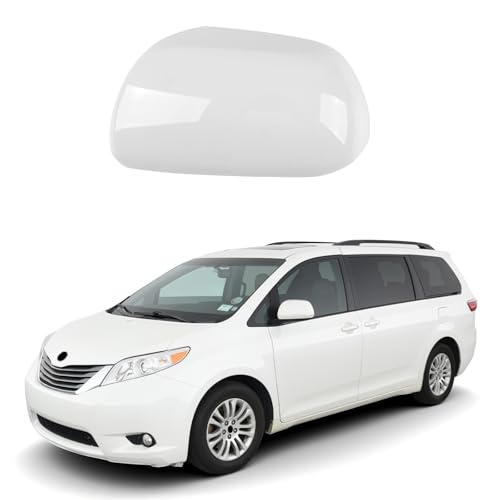 White Left Driver Side Replacement Mirror Cover Caps for 2011-2019 Toyota Sienna, Without Turn Signal Model, Directly Replace Style, Not Sticker Style - color: White, size: Left-Direct Replace