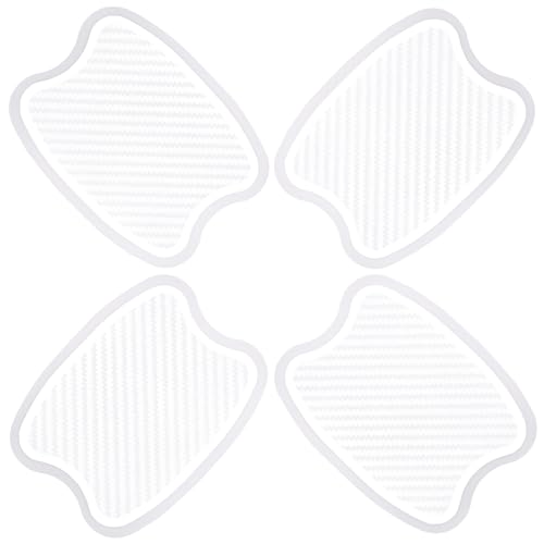 4Pcs Universal 3D Carbon Fiber Car Door Handle Paint Scratch Protector Sticker Auto Door Handle Cups Protective Pad(S) - color: White, size: Small