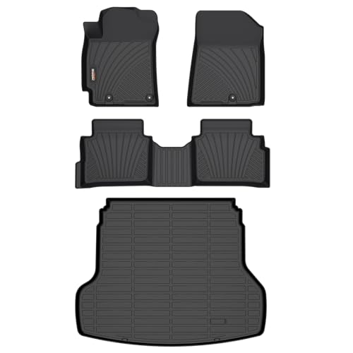 Binmotor-All Weather Floor Mats Cargo Liner Set for Kia Forte 2024 2023 2022-2019, GT丨GT-line丨LX丨 LXS Cargo Trunk Mat, Waterproof Car Mats for Kia Forte Accessories - style: 2) Car Mats for Kia Forte (2019-2024) full set