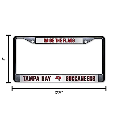 NFL Tampa Bay Buccaneers Raise The Flags Black Chrome License Plate Frame - 2-Screw Mount - color: Buccaneers