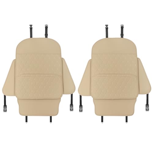 TAIKOO Seat Back Protector + Large Capacity Pocket Storage Organizer,Preventing The Impact of Children Stepping on The Seat Backrest (Style A-Beige) - color: Style A-Beige