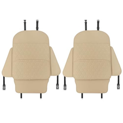 TAIKOO Seat Back Protector + Large Capacity Pocket Storage Organizer,Preventing The Impact of Children Stepping on The Seat Backrest (Style A-Beige) - color: Style A-Beige