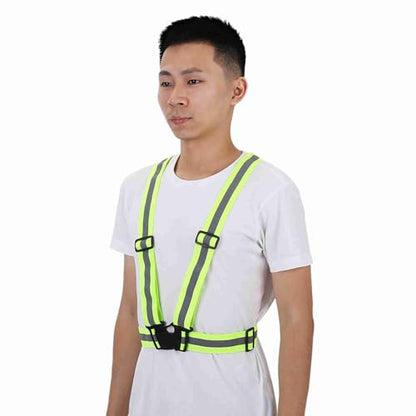 Reflective Vest High Visibility Safety Vest Strap Adjustable and Elastic Gear for Running Cycling Jogging and Walking, Lightweight Night Safety Equipment with Large Reflective - color: Green