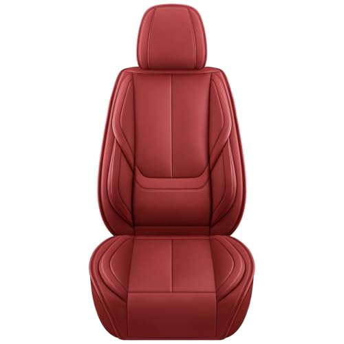 MINGBRON Front Car Seat Covers, Leather Car Seat Covers, Fit for Most Cars SUV and Most Sedan Red - color: Red 3, size: 2 Seat Covers (Front Only)
