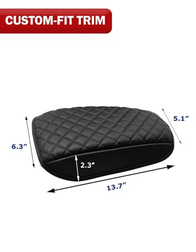 KBH Center Console Armrest Cover for Ford Fusion 2013 2014 2015 2016, Middle Console Lid Covering, Arm Rest Cushion Pad, Vinyl Leather Trim, Anti-Scratch, Black