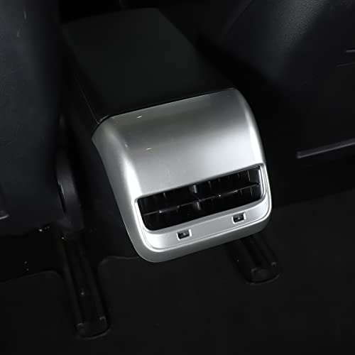 Rear Air Outlet Vent Trim Cover,Rear Air Condition Vent Cover Trim,Rear Center Console Air Vent A/C Cover Trim for Tesla Model 3 & Model Y 2017-2021 (Chrome) - color: Chrome