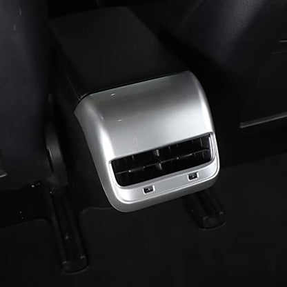 Rear Air Outlet Vent Trim Cover,Rear Air Condition Vent Cover Trim,Rear Center Console Air Vent A/C Cover Trim for Tesla Model 3 & Model Y 2017-2021 (Chrome) - color: Chrome