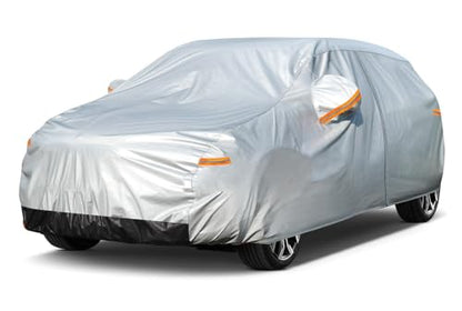GUNHYI Hatchback Car Cover Waterproof All Weather, 6 Layers Heavy Duty Full Exterior Cover Universal fit vw Golf, Honda Fit, Kia Soul, Toyota Matrix, Nissan Leaf etc. Size H1 (See Size Chart) - color: Silver, size: H1-see Vehicle Size Chart