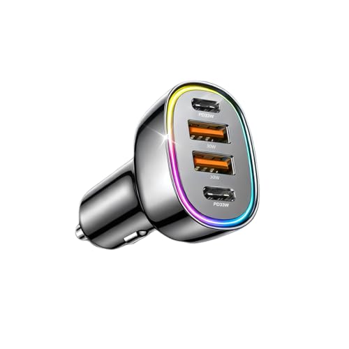 Ankuee USB C Car Charger, 100W 4-Port Super Fast Charging Vehicle Cigarette Lighter Adapter Port, Automotive Type-C Phone Charger Accessories, Universal for SUV Automobile Truck