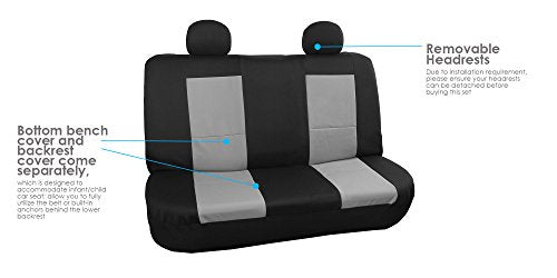 FH Group Universal Fit Full Set Neoprene Car Seat Covers for Low Back Front Seat Covers, Solid Back Seat Cover, Washable Seat Cover for SUV, Sedan, Van, Gray - color: Gray