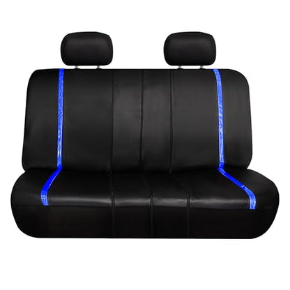 FH Group Full Set Faux Leather Car Seat Covers - Universal Fit, Low Back Front Seat Covers, Airbag Compatible, Split Bench Rear Seat Cover for SUV, Sedan, Blue - color: Blue, style: Seat Covers
