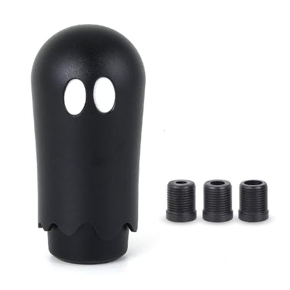 Ghost Shift Knob, Aluminum Weighted Automotive Gear Shift Manual knobs Lever with 3 Threaded Adapters M8 M10 M12 x 1.25, Universal for Vehicle Funny Cool Spooky Car Accessories (Black) - color: Black