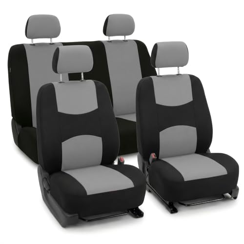 FH Group Car Seat Covers Full Set Cloth - Universal Fit Automotive Seat Covers, Low Back Front Seat Covers, Solid Back Seat Cover, Washable Car Seat Cover for SUV, Sedan and Van Gray - color: Gray, style: Seat Cover Full Set