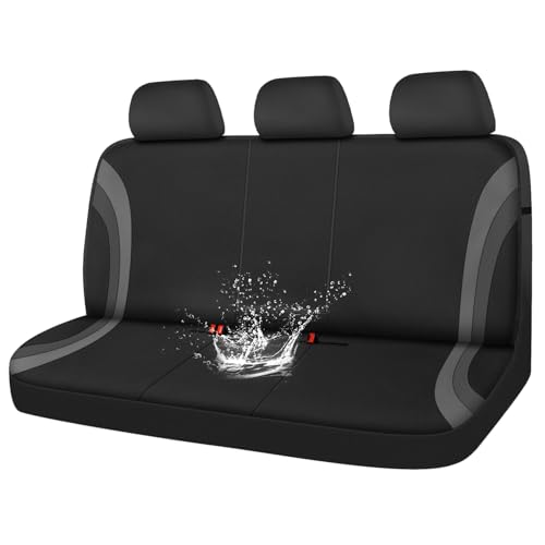 CAR PASS EVA Waterproof Back Seat Cover,Gray Bench Seat Cover, Rear Seat Cover Universal Fit for Cars Sedans SUVs Vans Truck 95% Automotive Interior Backseat Car Covers (Rear,Black and Gray) - color: black gray rear eva waterproof, size: rear