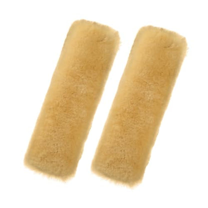 Andalus Genuine Sheepskin Car Seat Belt Cover Pad – Soft Fuzzy, Comfy Fluffy Seatbelt Covers, Shoulder Pad Neck Cushion Protector, Car Accessories for Woman, Man, Girl (Gold, 2-Pack) - color: Gold