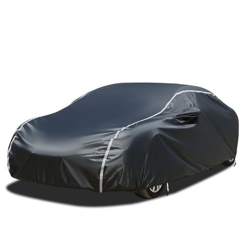 Coverado 6 Layers Car Cover Waterproof All Weather, Soft Cotton Lined Coupe Cover, Outdoor Heavy Duty Car Covers Rain Snow UV Hail Protection, Full Covers Universal Fit for Sports Car (173"-182") - color: Black (with cotton lining), size: CM: Fit 173-182