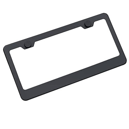 T304 Stainless Steel License Plate Frame – 8K Mirror Polish Finish, Rust-Resistant, Slim Design, Universal Fit, Includes Screw Caps, Washers & Stainless Steel Screws (Matte Black) - color: Matte Black