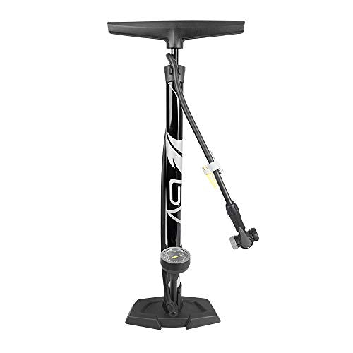 BV Bicycle Pump Durable Bike Floor Pump 17/24 inch Smart Valve Head, 160 psi, Automatically Reversible Presta and Schrader - style: Black- Full Size