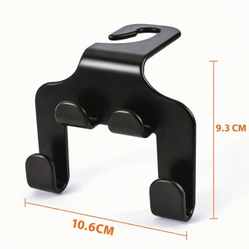 2-in-1 Universal Car Headrest Hook with Integrated Phone Holder | 360° Rotation Seat Back Hanger for Bags, Purses & Groceries | Durable ABS Plastic Car Organizer & Tablet Mount (Pack of 2 - Black)