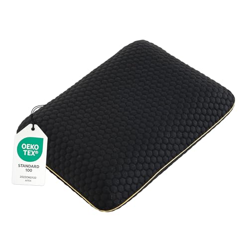 Travel Memory Foam Pillow for Sleeping, Comfortable Camping Pillow, 15.75x11.81x3.94 inches, Easy to Carry Portable Bag, Soft, Breathable, Washable Pillowcase - color: Black