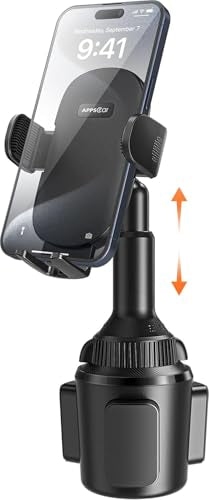 APPS2Car Universal Car Cup Phone Holder | Quick Extension Long Arm | 360° Swivel | Adjustable for iPhone, Samsung, Google, and All Smartphones | Stable & No Shake Design - color: Black