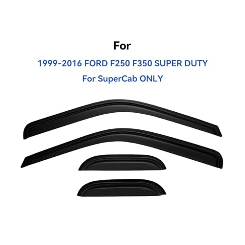 Window Visors Rain Guards for 1999-2016 Ford F250 F350 F450 Super Duty SuperCab, Out-Channel Window Vent Wind Deflectors Visors Shades for 99-16 F-250 F-350 F-450 Extended Cab - size: 1999-2016 F250-f450 Supercab