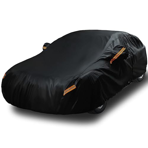 EzyShade 10-Layer Car Cover Waterproof All Weather [See Vehicle Size Chart for Accurate Fit] Outdoor Full Exterior Covers for Automobiles Sedan Hatch. Rain Sun Snow. Black, Size A1 (See SizeChart) - color: Black, size: A1 - see Vehicle Size Chart