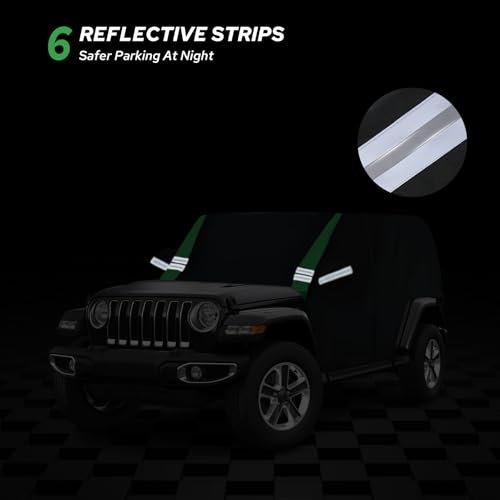 Car Cover Compatible with Jeep Wrangler Waterproof 4 Door Custom Fits for TJ YJ CJ JK JL, Outdoor Half Exterior Sun Rain Snow Dust UV Protection with Trunk Zipper - size: Custom Fit for Jeep Wrangler 4 Door（half Covers）