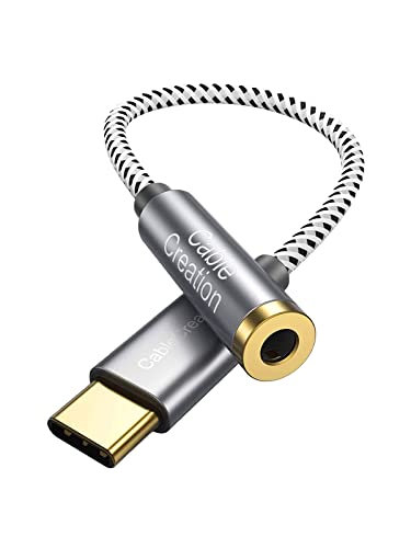 CableCreation USB C to 3.5mm Audio Adapter, Type C to Headphone Adapter, USB C to Aux 24bit/96kHz HiFi DAC Cable for iPhone 16 15 Pro Max/15 Pro/15 Plus, iPad, Galaxy S24 S23 Ultra, Pixel 9, 0.33 ft - style: USB C+3.5mm Audio (1-Port)