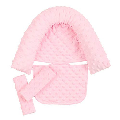 Baby Head Support and Strap Covers - Infant Head Support Pillow Super Soft Head and Neck Pillow for Car Seat Baby Headrest and Carseat Neck Cover,Light Pink - color: Pink