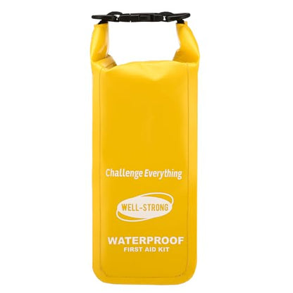 Boat First Aid Kit Waterproof, WELL-STRONG Marine Emergency Kit with Roll Top Dry Bag for Boating Fishing Kayaking – Water-Resistant Contents for Camping & Beach（Yellow） - color: Ws011-yellow