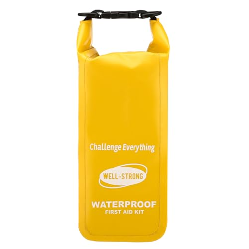 Boat First Aid Kit Waterproof, WELL-STRONG Marine Emergency Kit with Roll Top Dry Bag for Boating Fishing Kayaking – Water-Resistant Contents for Camping & Beach（Yellow） - color: Ws011-yellow