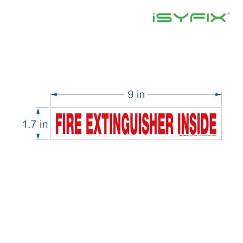 iSYFIX Fire Extinguisher Inside Sticker Sign – 5 Pack 9x1.7 Inch – Self-Adhesive Reflective Vinyl Decals, Laminated UV, Weather, Scratch, Fade Resistance, for Cars, Trucks, Trailers & Vehicles - color: White Reflective, size: 9x1.7 (5 Pack)