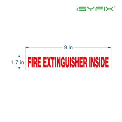 iSYFIX Fire Extinguisher Inside Sticker Sign – 5 Pack 9x1.7 Inch – Self-Adhesive Reflective Vinyl Decals, Laminated UV, Weather, Scratch, Fade Resistance, for Cars, Trucks, Trailers & Vehicles - color: White Reflective, size: 9x1.7 (5 Pack)