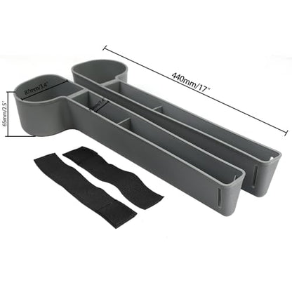 Car Seat Gap Filler, Multifunctional Seat Side Gap Filler with Cup Holder & Organizer, Gap Stopper Universal Fit Car SUV Truck Fill The Gap Between Seat & Console Set of 2 (Gray) - color: Gray