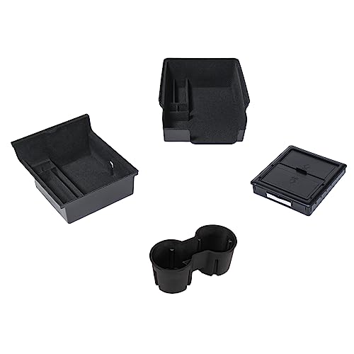 4 PCS Center Console Organizer and Cup Holder Insert Compatible With 2021-2023 Tesla Model 3，2021-2024 Model Y, Flocked/Silica Rubber Armrest Hidden Cubby Drawer Storage Box Accessories - size: 4pc for Model 3 (2021-2023) & Model Y (2021-2024)