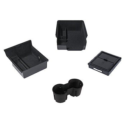 4 PCS Center Console Organizer and Cup Holder Insert Compatible With 2021-2023 Tesla Model 3，2021-2024 Model Y, Flocked/Silica Rubber Armrest Hidden Cubby Drawer Storage Box Accessories - size: 4pc for Model 3 (2021-2023) & Model Y (2021-2024)